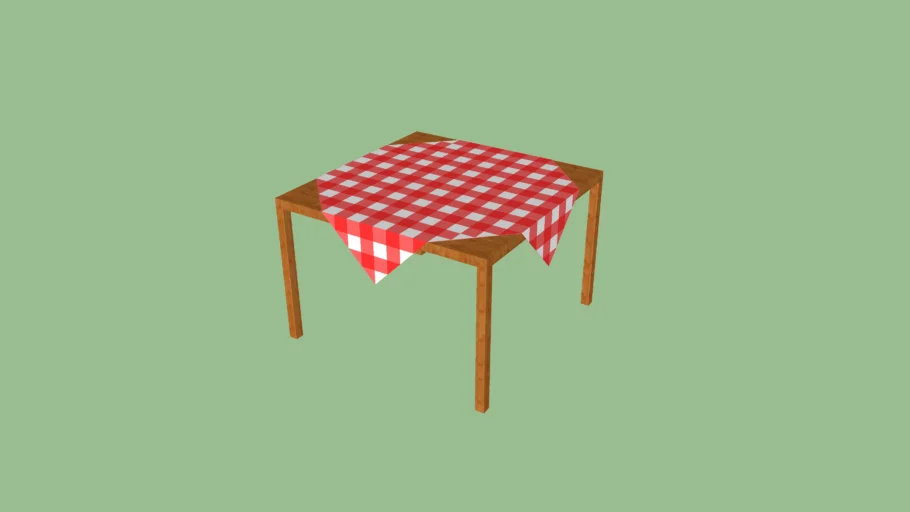 A table with red and white tablecloth