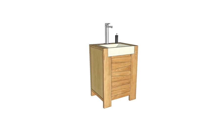 Meuble de salle de bain en teck avec vasque KM469 (L:60cm)