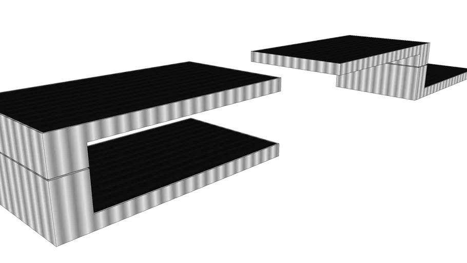 MESA DE CENTRO RECTANGULAR - CROMADO Y VIDRIO NEGRO