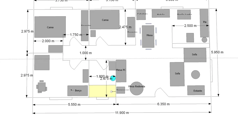 Planta Baixa Casa 70m²