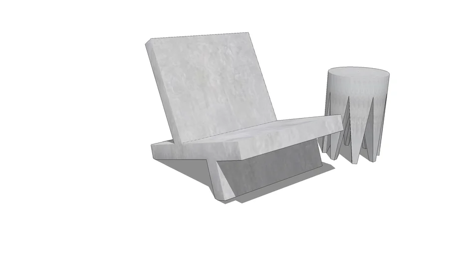 Lightweight concrete chair and stool