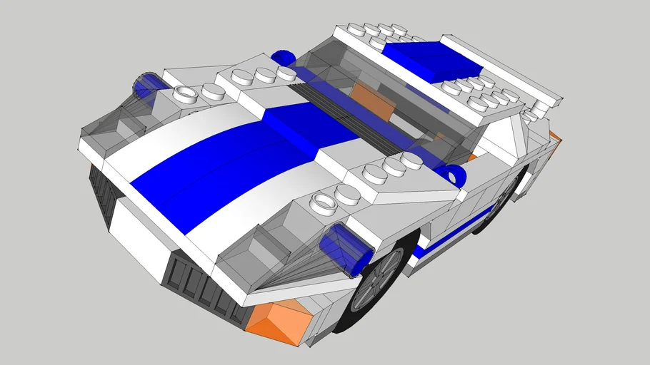 blue and white lego car