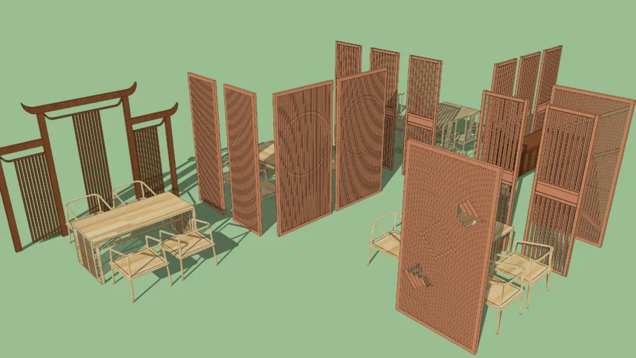 Chinese tea room/furniture/space partition wall/screen/Chinese table and chairs