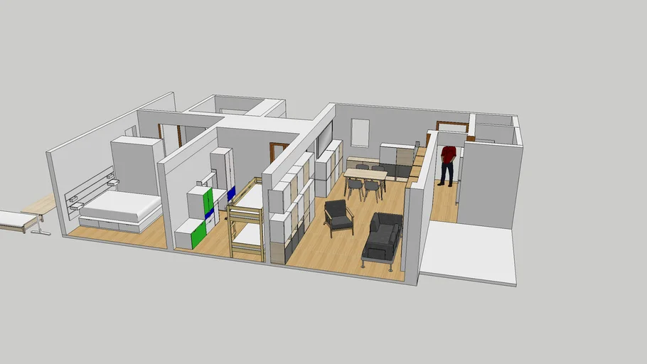 1300 sq ft 2 kids 2 bed room