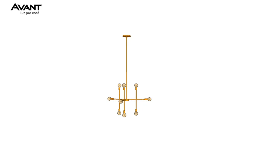PENDENTE HASH 9 BRAÇOS Ø66X39CM AÇO LARANJA - AVANT 489430008