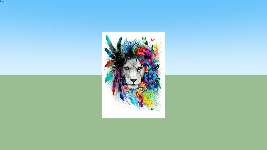 CUADRO DECORATIVO LEÓN DE COLORES