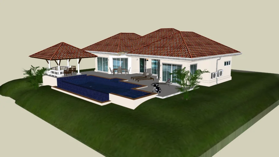 House with swimming pool - full model