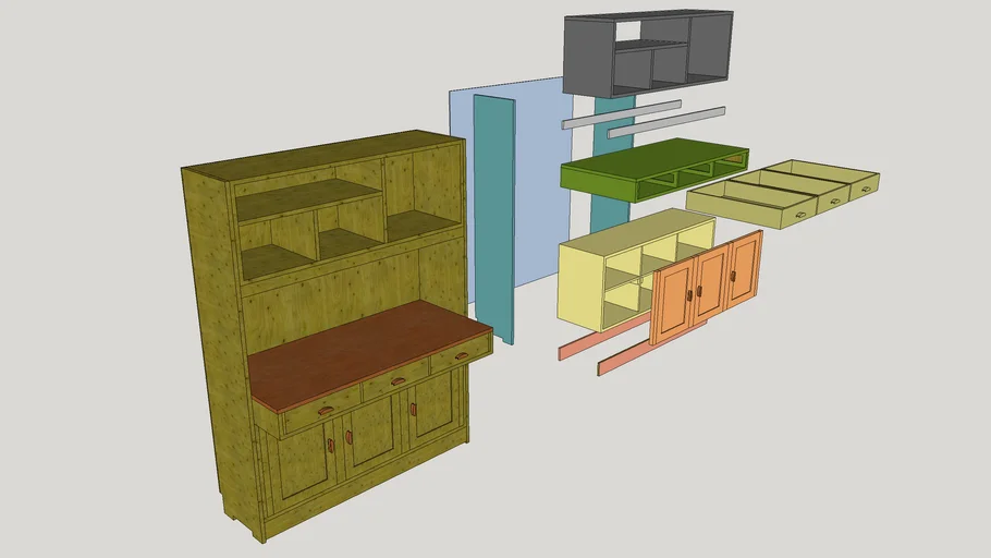Computer desk, Sideboard.