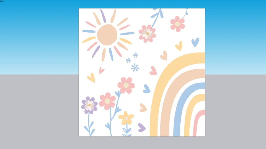 Papel de Parede Infantil Boho Arco Iris e Flores Candy Color - 300 x 300