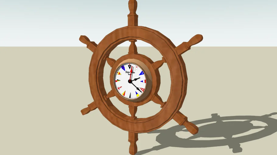 Ships Time Sailors Wheel Wall Clock - Cherry Wood