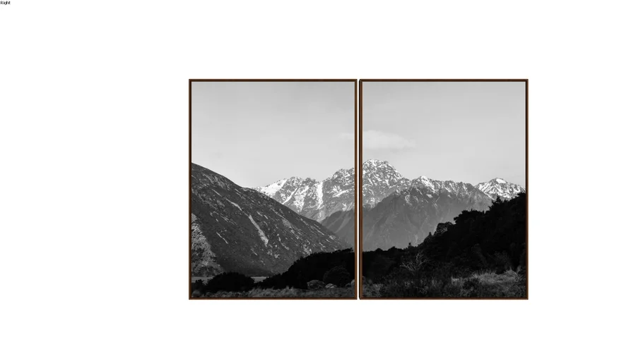 Quadro díptico preto e branco montanhas paisagem - @yasminenery.art