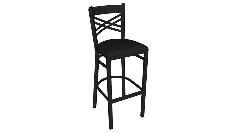 Lancaster Black Finish Cross Back Bar Stool