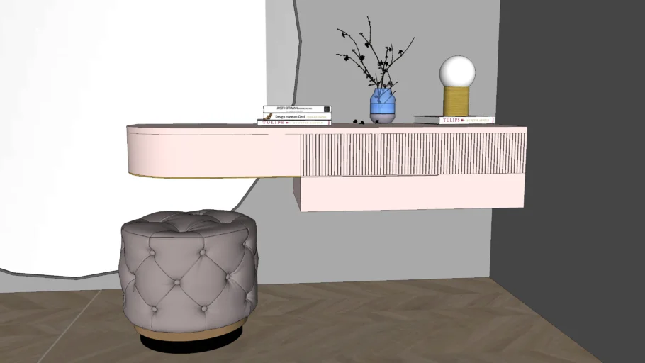 DRESSING TABLE + BIG ROUND MIRROR