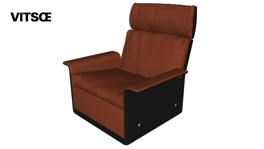 620 Chair Prorgramme. High back, swivel base, black shell, cinnamon leather 