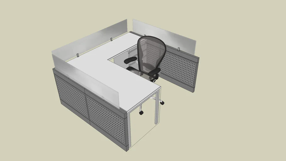 L type workstation (frosted glass partition)