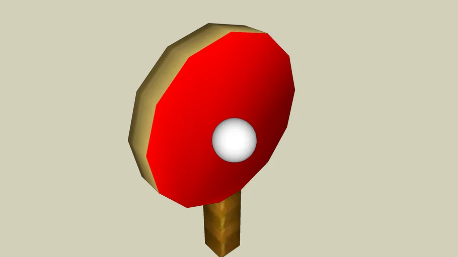 Table tennis racket and ball.