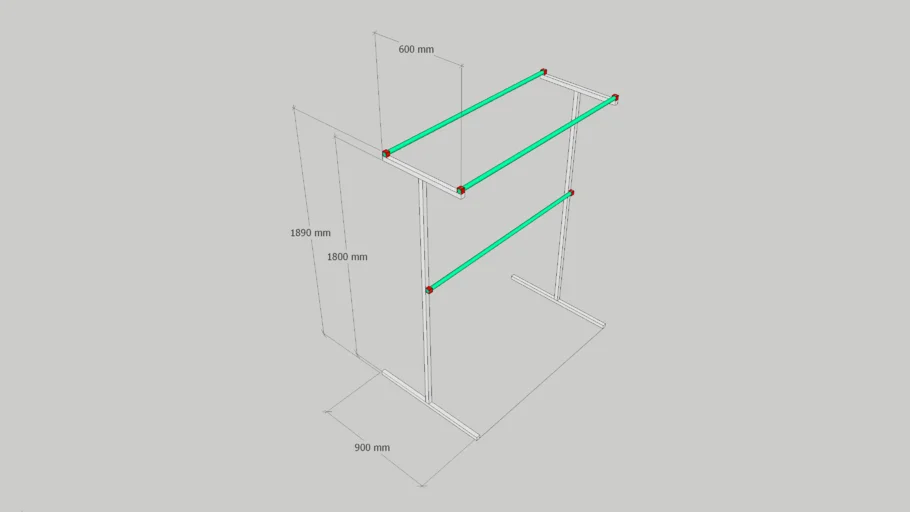 Giá treo quần áo sắt hộp và ống tròn rộng 1.5m