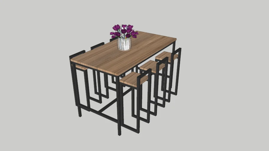 Mesa alta e banquetas