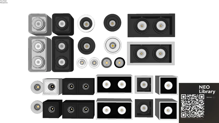 Modern double head single head black and white spotlight combination