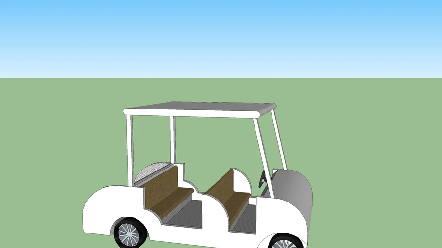 low poly golf cart