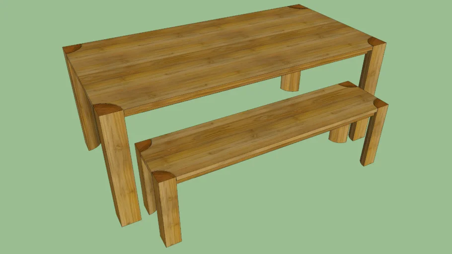 PCH Series Dining Table and Bench | 3D Warehouse