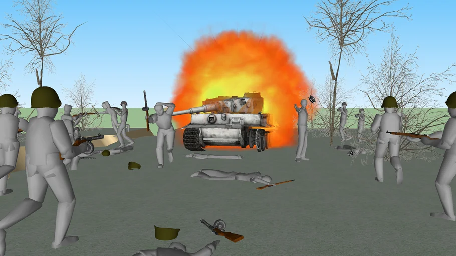 The battle scene of WWII 