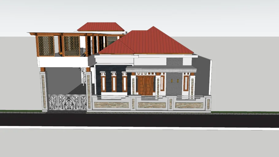 rumah lantai 1 (1 St House) dan ada tempat santai di dak