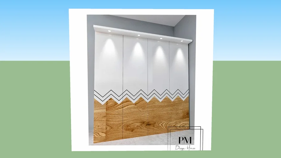 White and wooden texture wardrobe