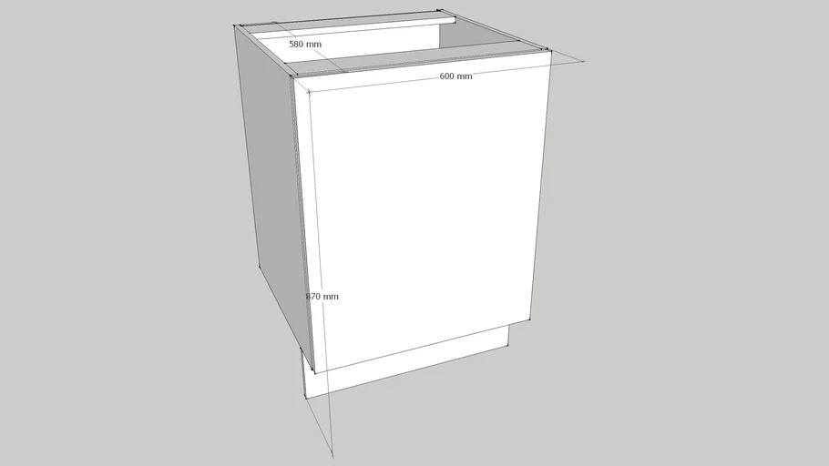Standard 60cm Kitchen Base Unit (With Slab Door and Plinth)