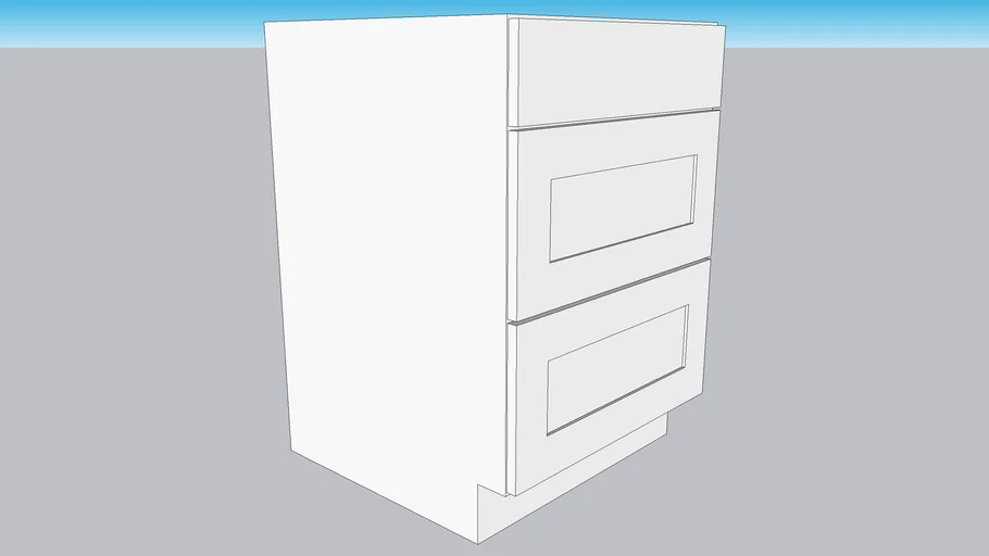 Malibu White Shaker 24" Three Drawer Base Cabinet