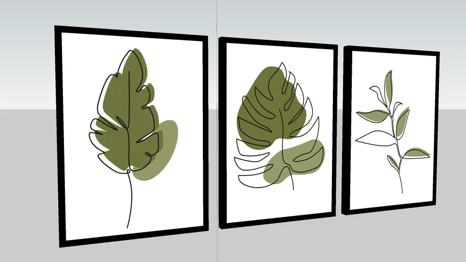 Kit Quadros Decorativos Folhas