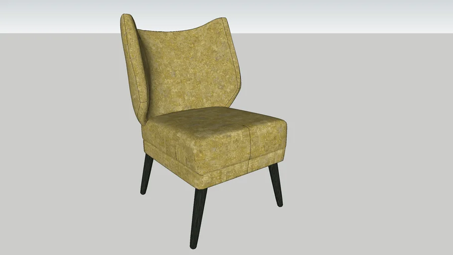 WEST ELM YELLOW VELVET RETRO WING CHAIR