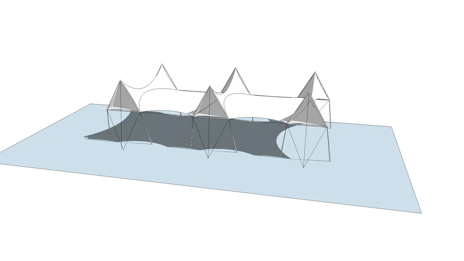 Textile cover pretensioned between catenary arches