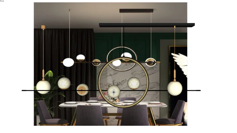 GLASS GLOBE CHANDELIER BLACK GOLD PENDANT LIGHT