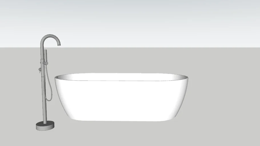 Floor mounted tap and bathtub