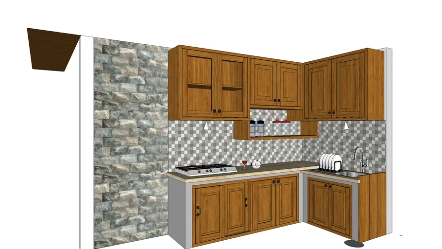 Dapur kayu solid - Kitchen set