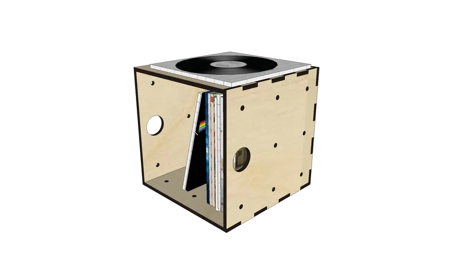 Wooden box for vinyl records