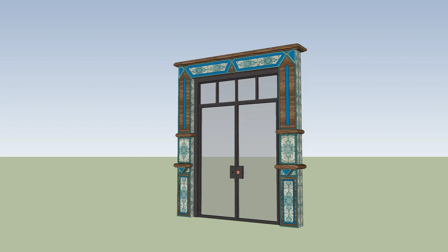 Egyptian Revival Iron & Glass Door