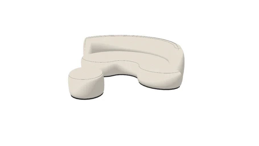 Curved sofa with ottoman
