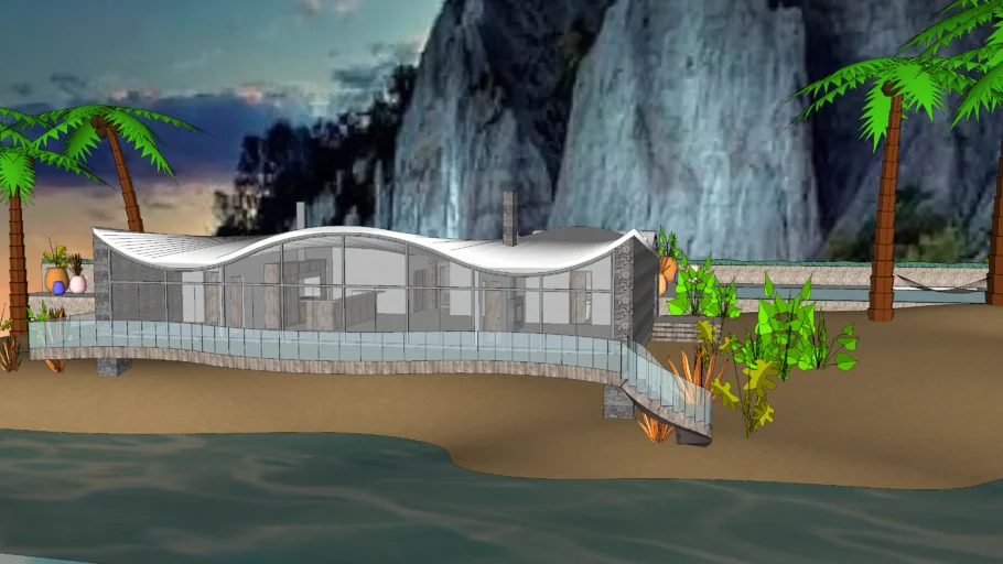 Winterblues Wing Roofed Beach House