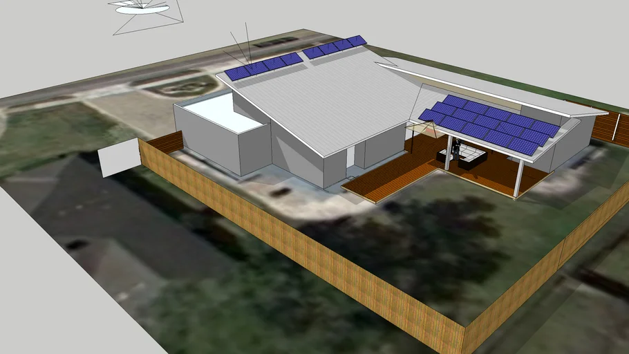 My house with solar tracker solar panels