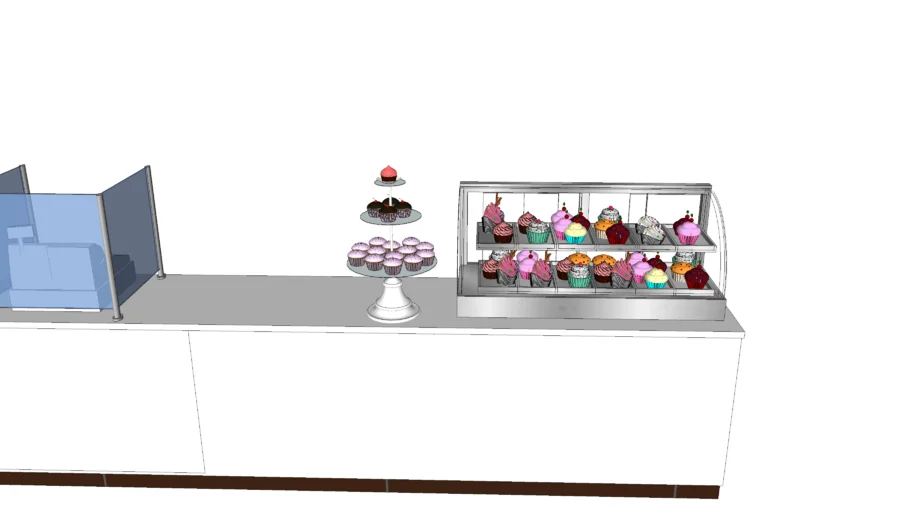 Mostrador con showcase y dulces 