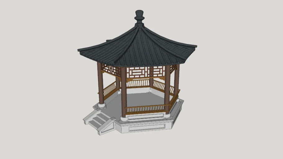 中式凉亭古建亭子模型www.caotu66.com
