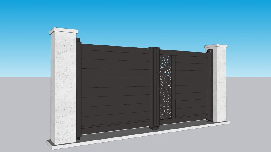 Portail Aluminium Battant ARZUR - Décor Zoa 8019
