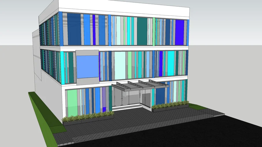 color strip glass facade and windows
