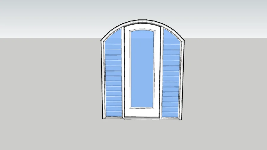 ARCHED FULL GLASS DOOR, 2 SIDELIGHTS WITH HORIZONTAL DISPLAY