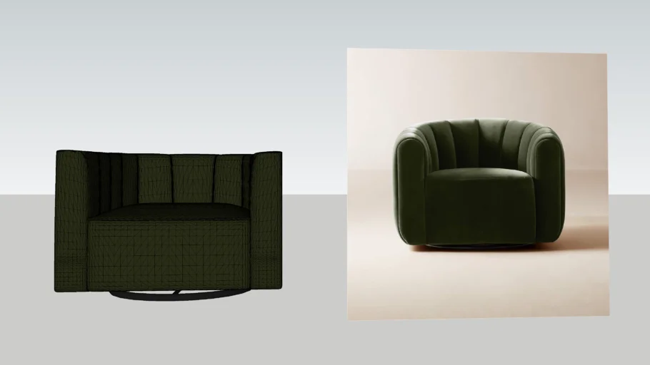 CB2 - FITZ CHANNELED GREEN VELVET SWIVEL CHAIR SET OF 2