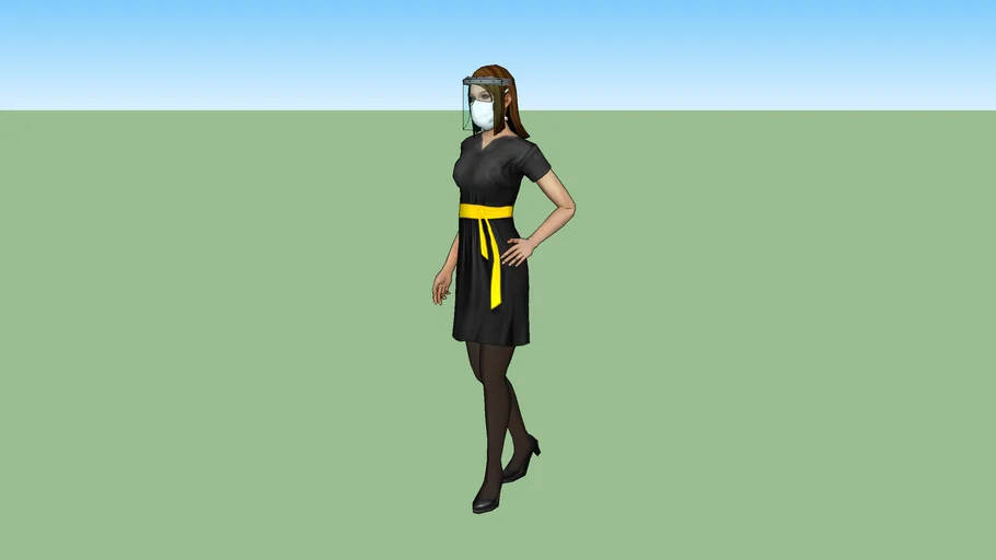 Girl with Faceshield & mask