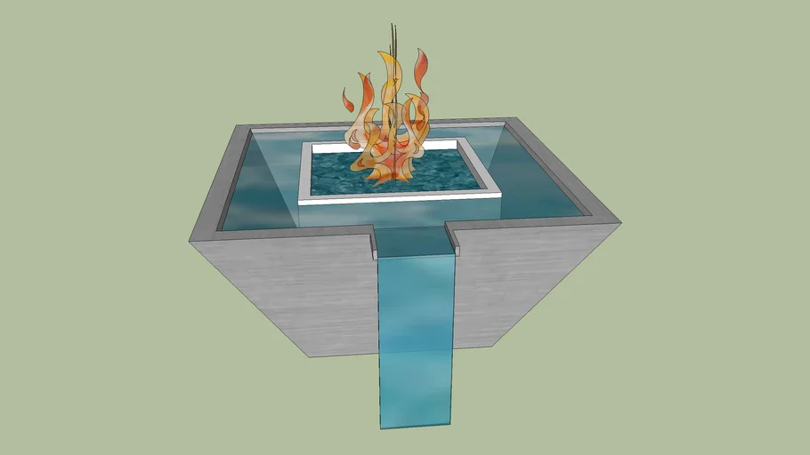 FIRE WATER FEATURE SQUARE METAL POT