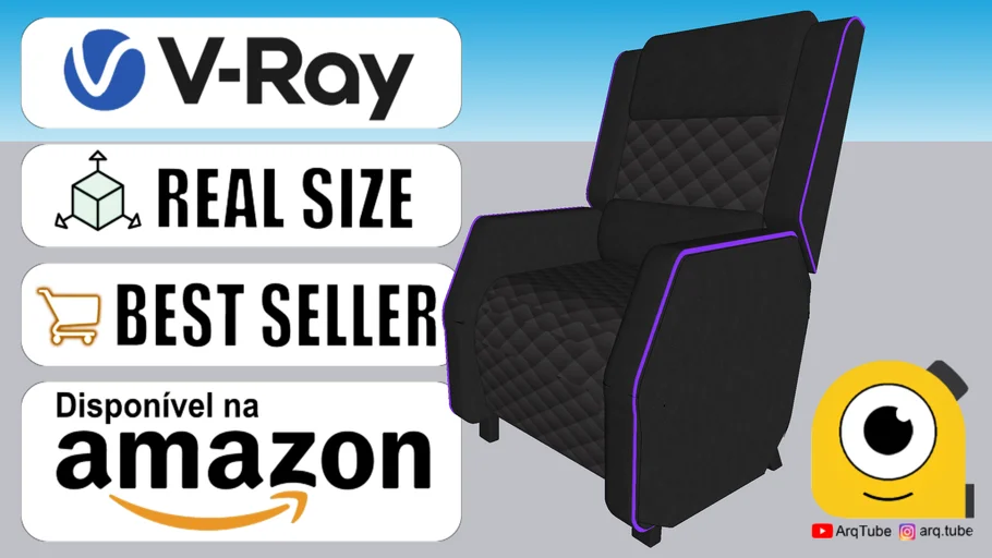 Poltrona Gamer Fenrir, preta com detalhe roxo, marca Mancer AMAZON + V-RAY